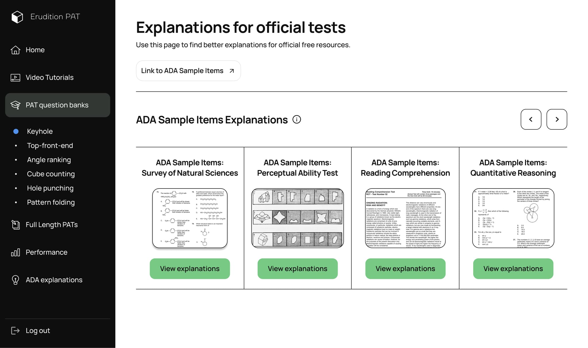 Erudition explanations interface