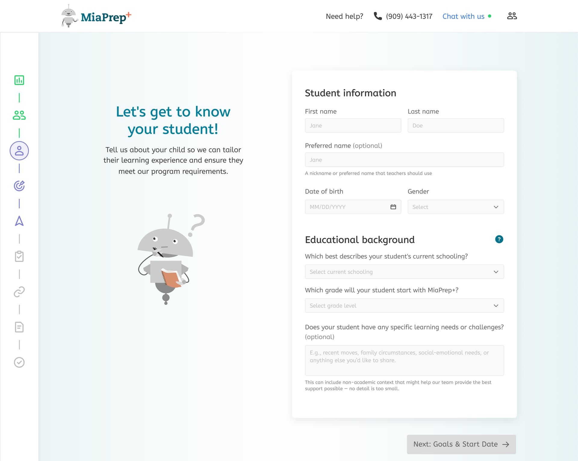 Miaplaza student information form