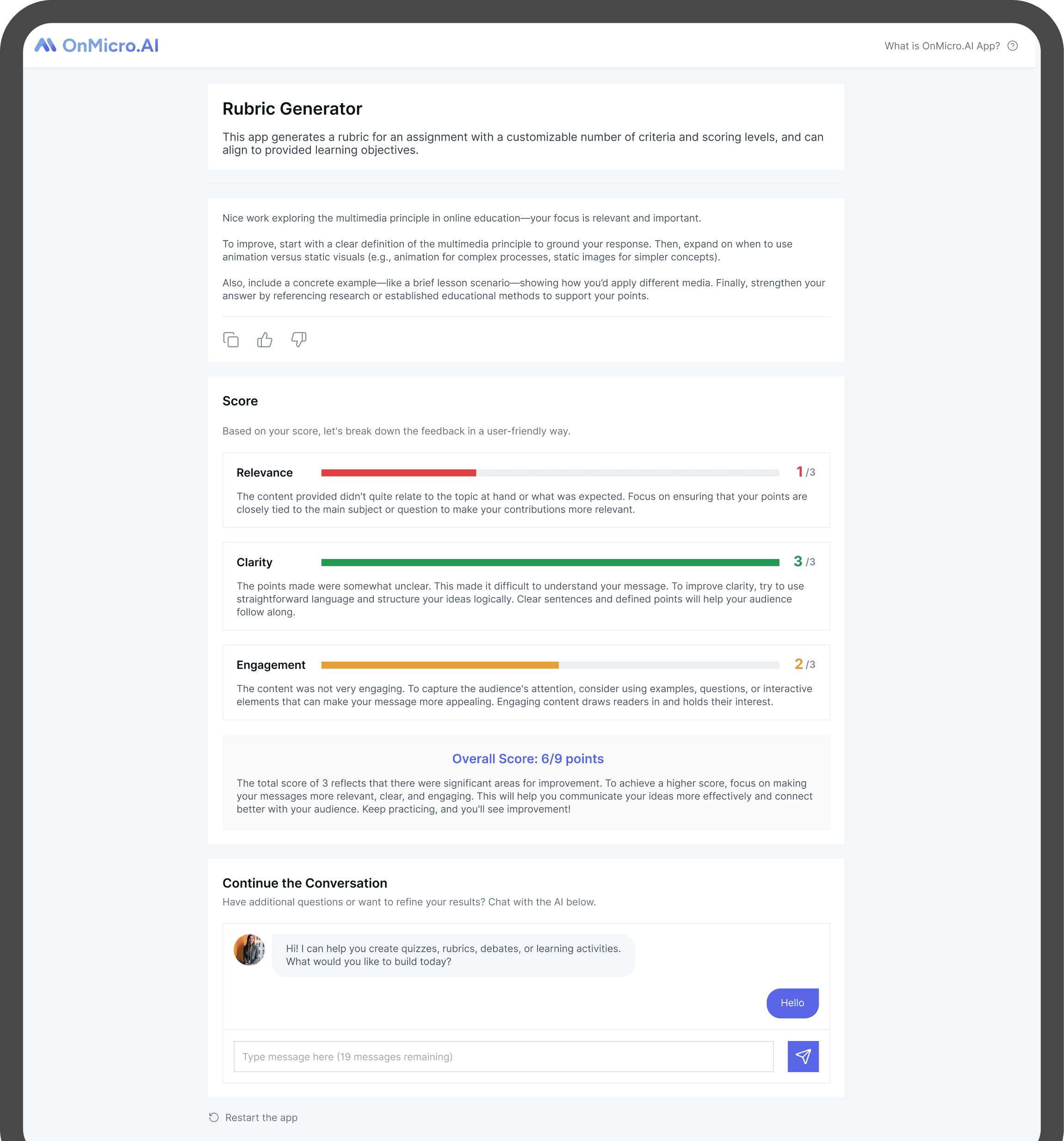 OnMicro.AI application preview mode