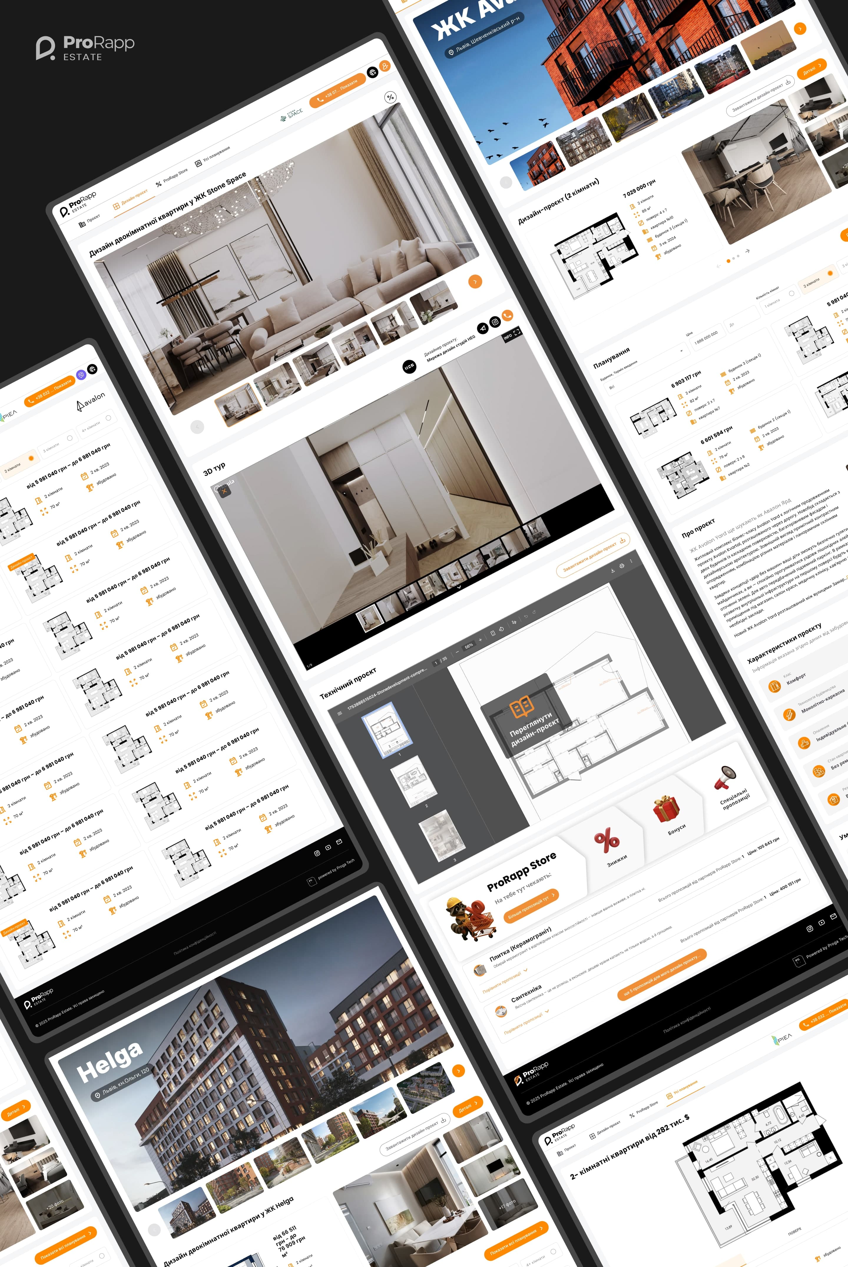 Prorapp interface showcase