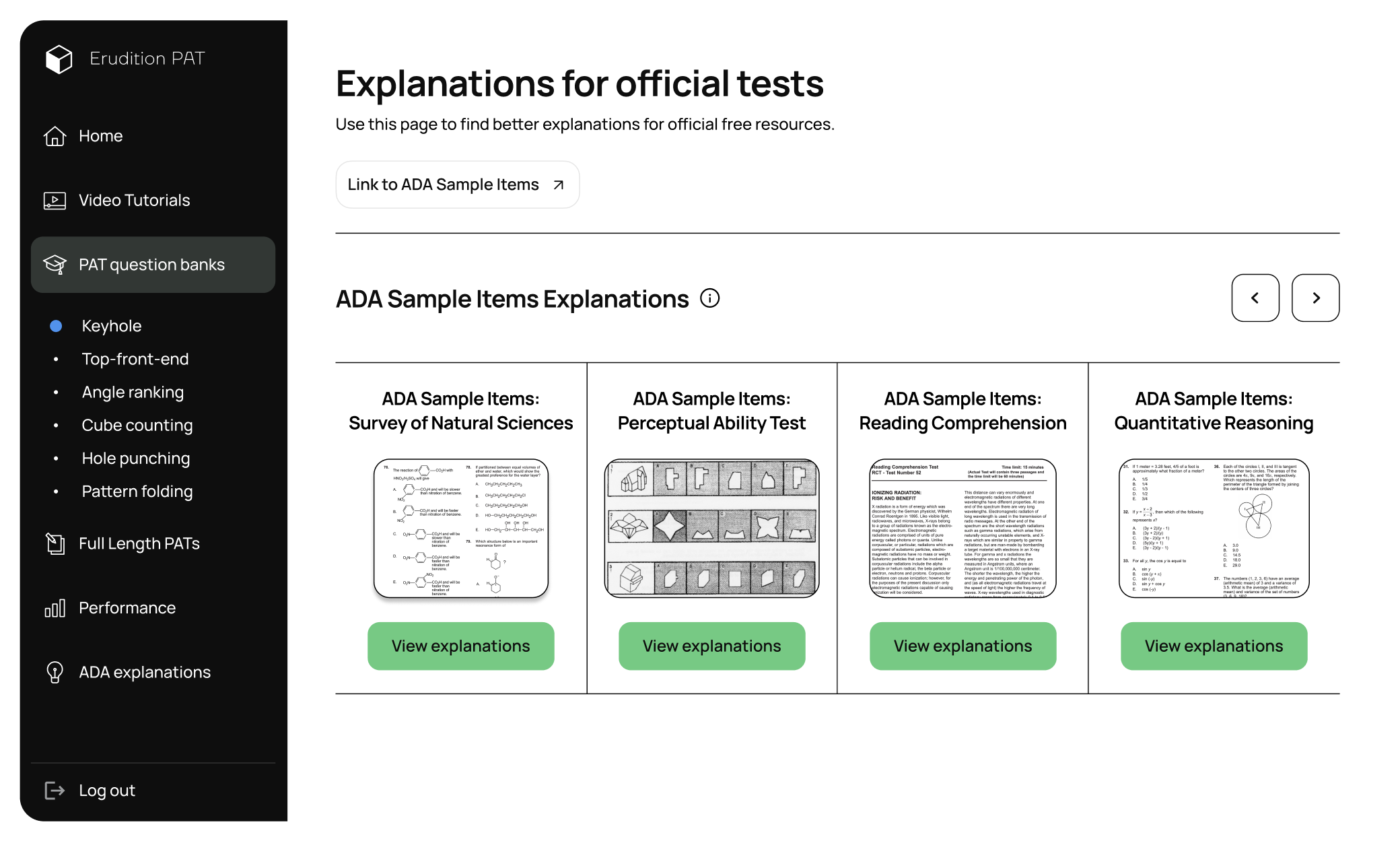 Erudition explanations interface